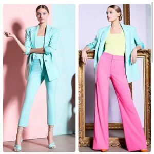 NWT Alice + Olivia Denny Notch Collar Roll Cuffed Boyfriend Blazer Mint Size XS